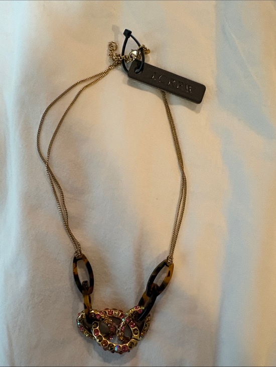 J. Crew Jewelry - J. Crew Gold Chain with Tortoiseshell Links and Jeweled Heart Pendant